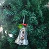 Mirror Tiles Bell Decorations Christmas Disco Decoration, Reflective Xmas Hanging Ornament, Decorative Bells with Berries Tree Pendant for Holiday