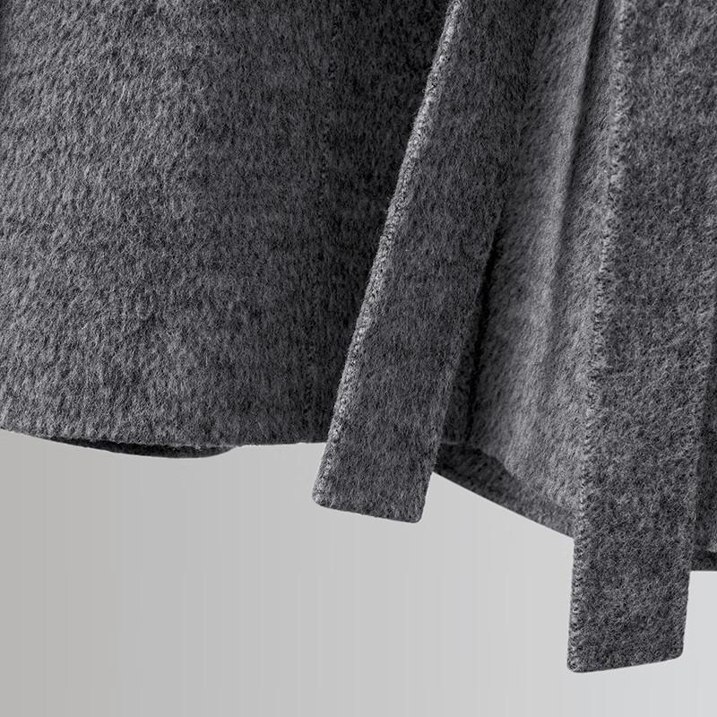 Women's Merino Wool Blend Double-Sided Stand-Up Collar Oversized Coat