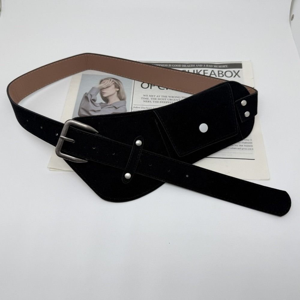 Zinc Zinc Alloy Maillard Waist Belt Wide Suede Waist Bag Belt Fashion Pin Buckle Waistband Daily Outfits