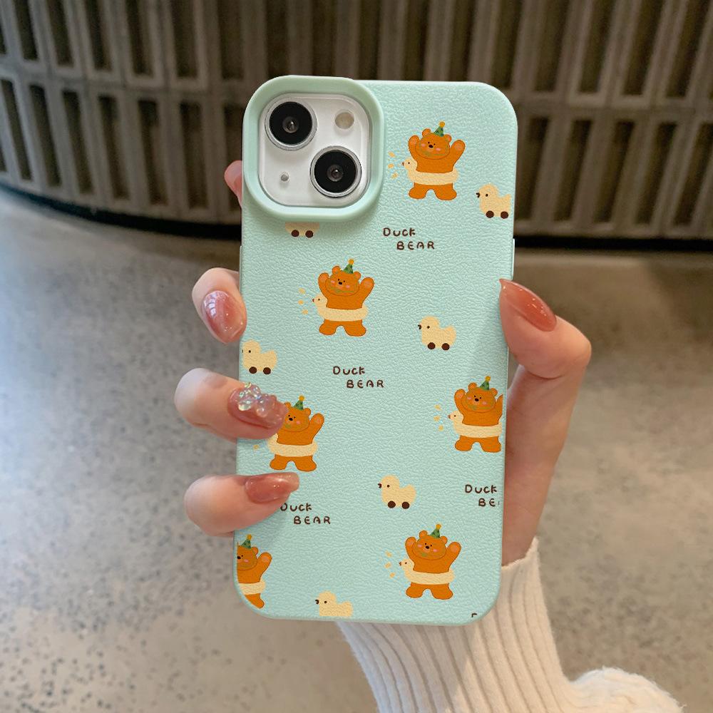 Full Screen Duck Swimming Ring Bear for Apple 16 Mobile Phone Case for IPhone 15 Anti-fall 14plus Cartoon 12 Female Models