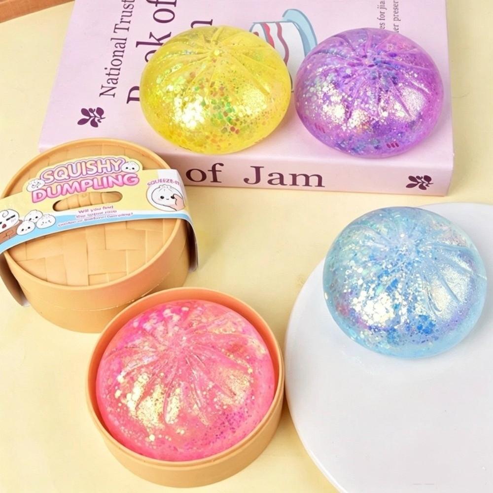 Bun Dumpling Squishy Toy Colored Glitter Squeezable Ball Slow Rebound Bao Bun Party Favors