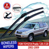 Для TOYOTA Prado 120 J120 2002-2009 автомобильный стеклоочиститель U-образный мягкий резиновый бескаркасный без кронштейна автомобильные дворники 22"+21"