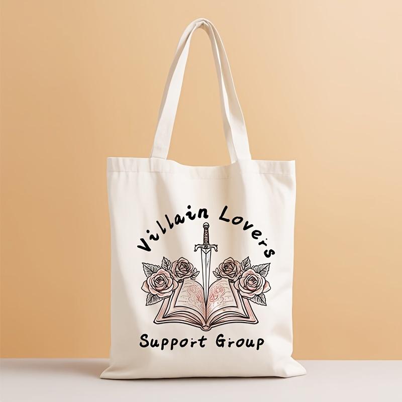Durable Canvas Tote Bag Death Poet Society Dark College Pattern Book and Flower Shoulder Bag Shopping Foldable