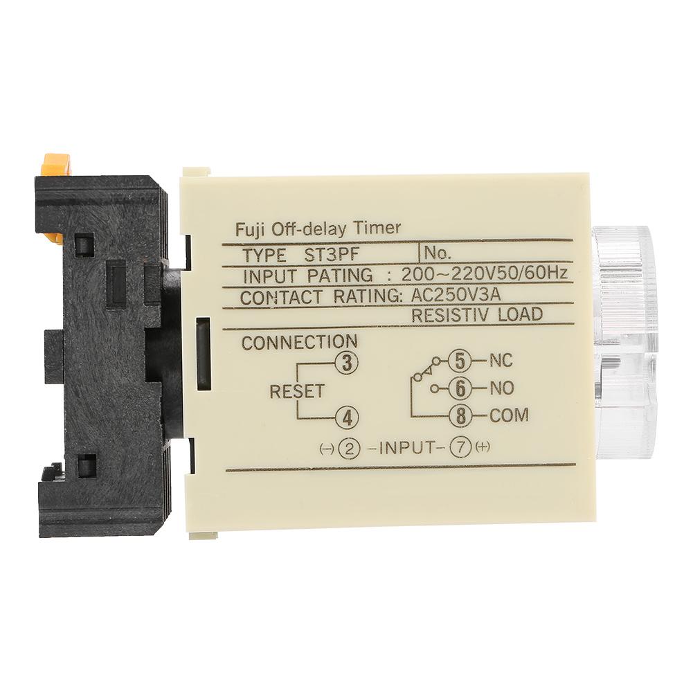0-30s Power Off Delay Timer Relay Knob Control Time Relay with Base AC 220V ST3PF