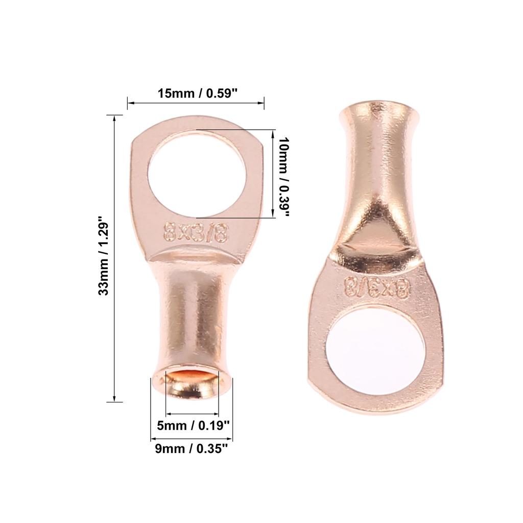 X AUTOHAUX Автомобильный кабельный наконечник трубчатый кольцевой клеммный обжимной соединитель медный 10 шт. 8 AWG-3/8