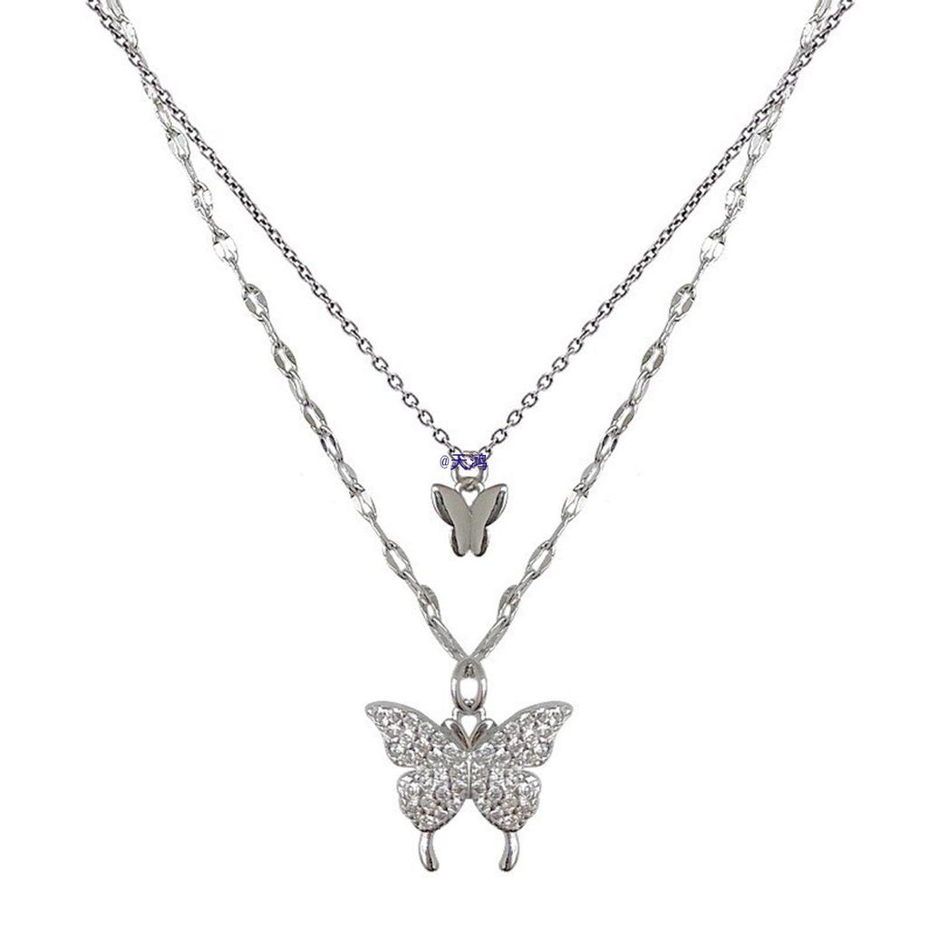 Trendy Double-Layer Butterfly Necklace - Titanium Steel Clavicle Chain for Women