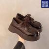 British Style Platform Loafers Women's Laces 2025 Spring New Retro Versatile Casual Height-increasing Muffin Single Shoes Women