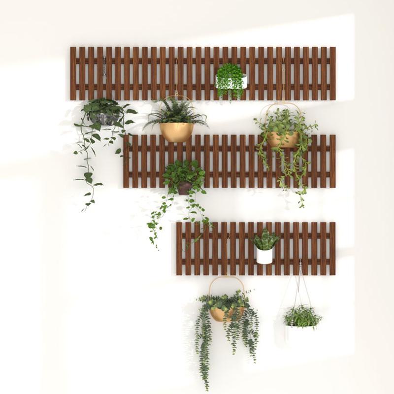 1/2/3/4pcs Wooden Hanging Rack Bohemian Anti-corrosion Flower Shelf Layout Living Room Potted 30x30cm