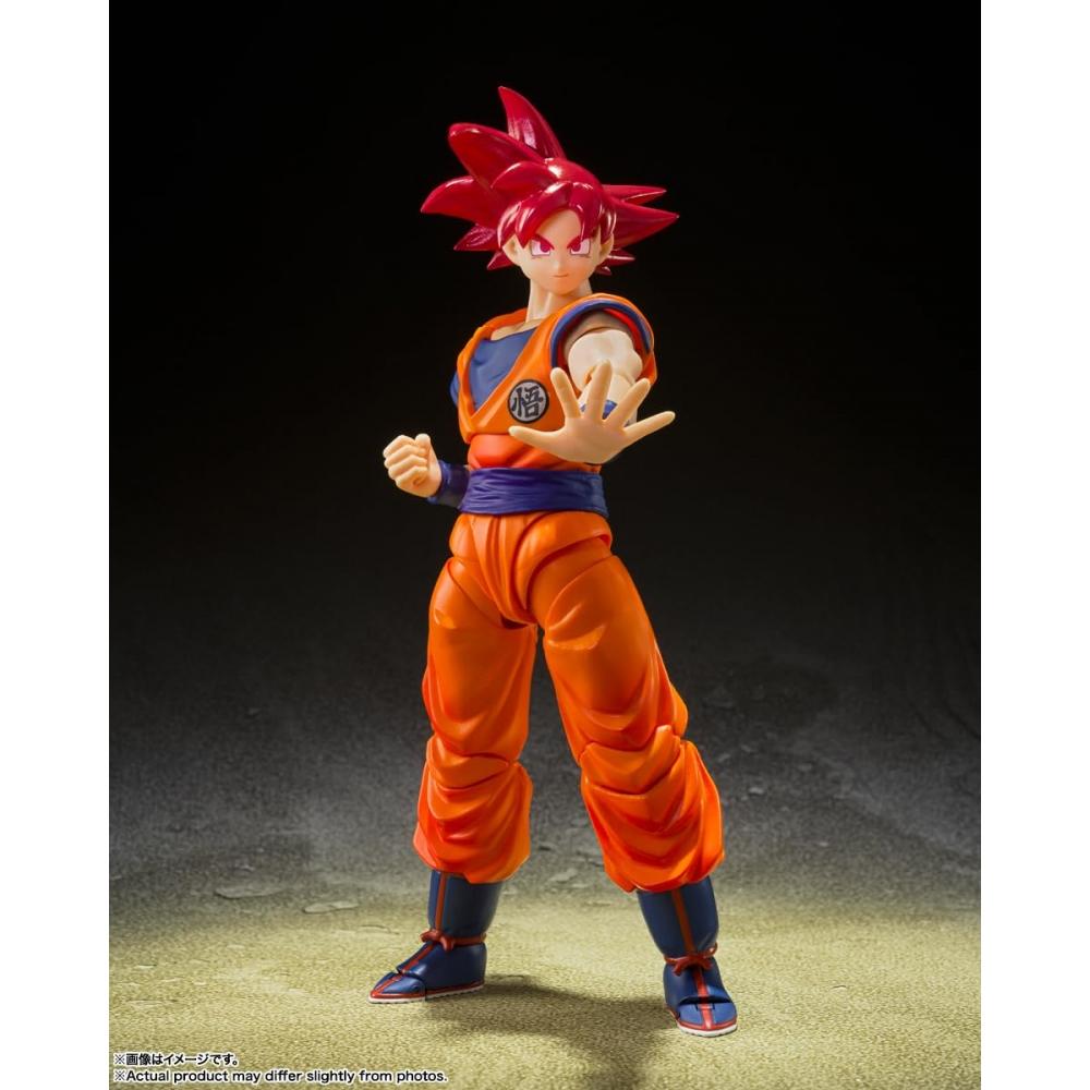 SHFiguarts Dragon Ball Super Super Saiyan God Son Goku - Бог Сайян, представленный вам праведным сердцем - Приблизительно 140 мм, окрашенный ПВХ и АБС