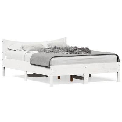 Maison Exclusive - Cadre De Lit Sans Matelas Blanc 135x190 Cm Bois De Pin Massif