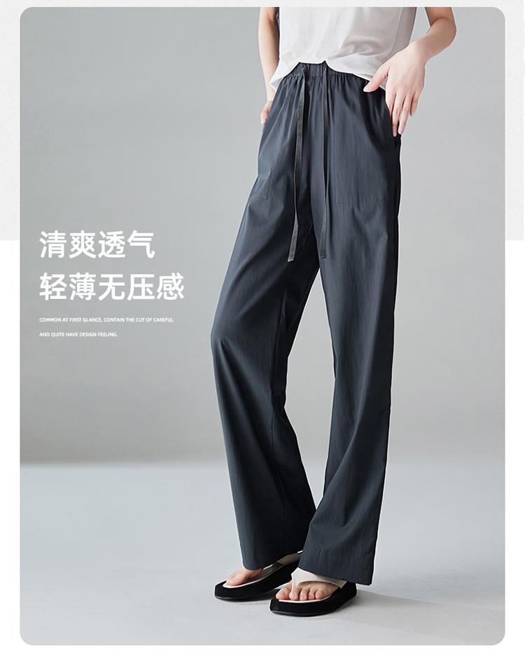 Elastic waist tie casual wide leg pants for women in summer 2025, thin, loose, versatile, slimming and floor length pants