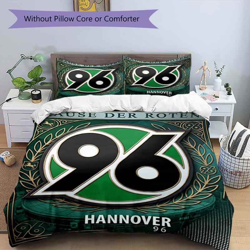 3pcs Duvet Cover Set (1*Duvet Cover + 2*Pillowcase, Without Core), Hannover 96 Football Print Bedding Set, Bedroom Decor, All‑Season, Birthday Gift