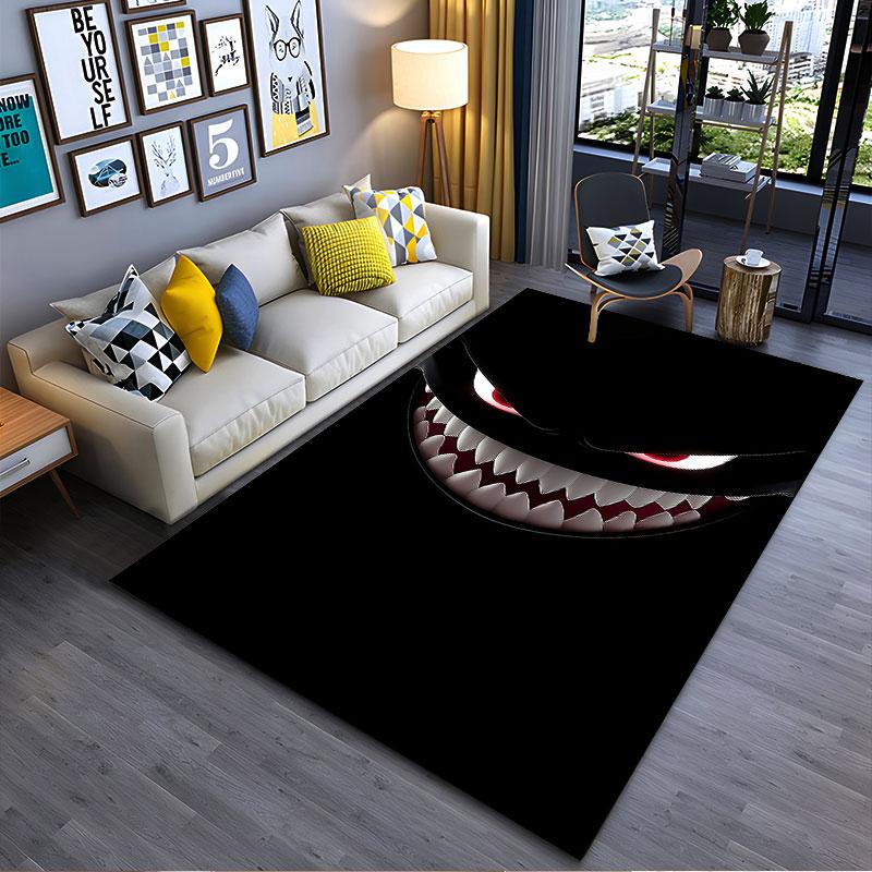 Dark Grinning Face Art Carpet suitable as a non-slip mat for the living room or bedroom sofa