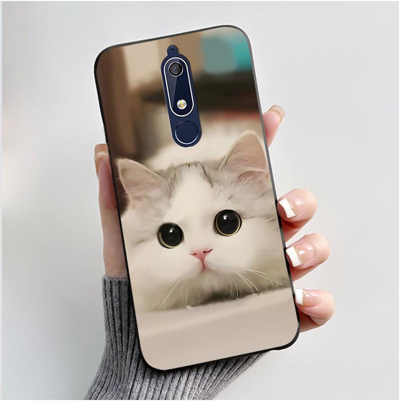 Милый Чехол Для Nokia 5.1/Nokia 5.1 Plus/Nokia X5/Nokia 5 Funda Чехол с Рисунком Защитная Крышка Мягкий Силикон Мультяшный Черный Корпус