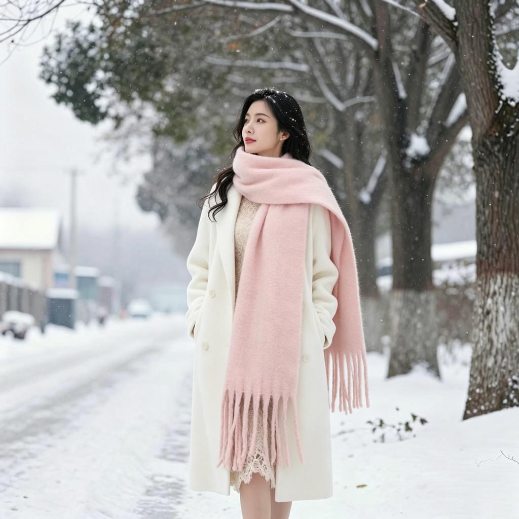 Harbin Tourism Blue Scarf Women's Autumn and Winter Atmosphere Advanced Warm Equipment Northeast Wear Scarf