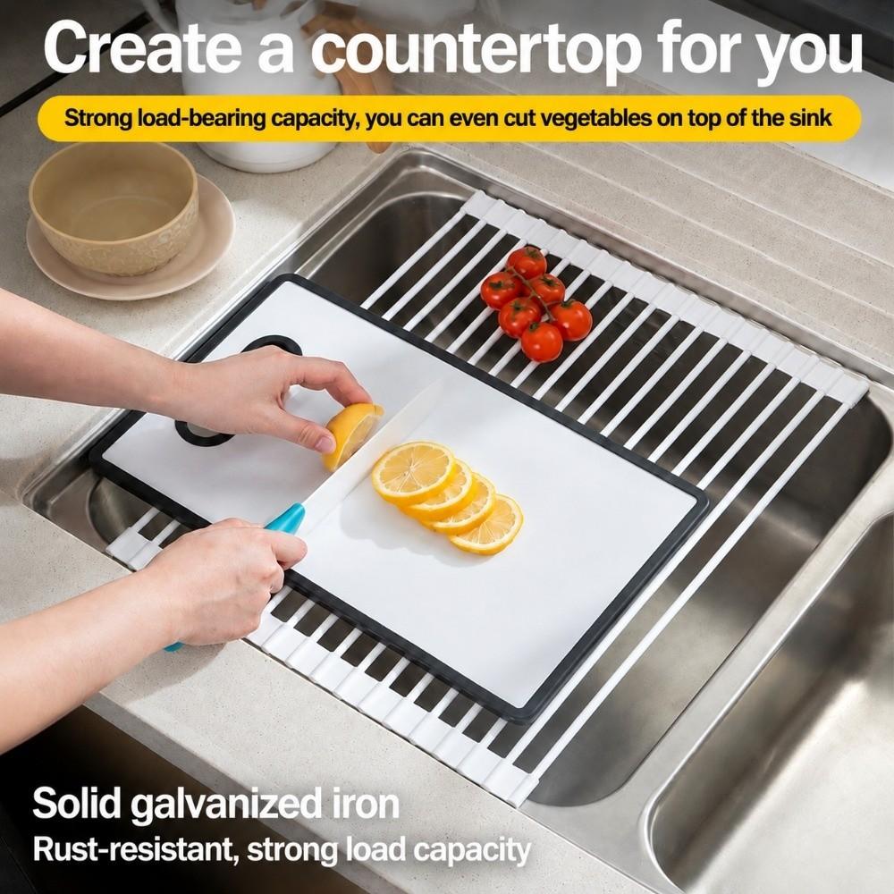 Silicone Silicone Over Sink Dish Drainer Roll Up Drain Basket Drain Grille Kitchen Sink