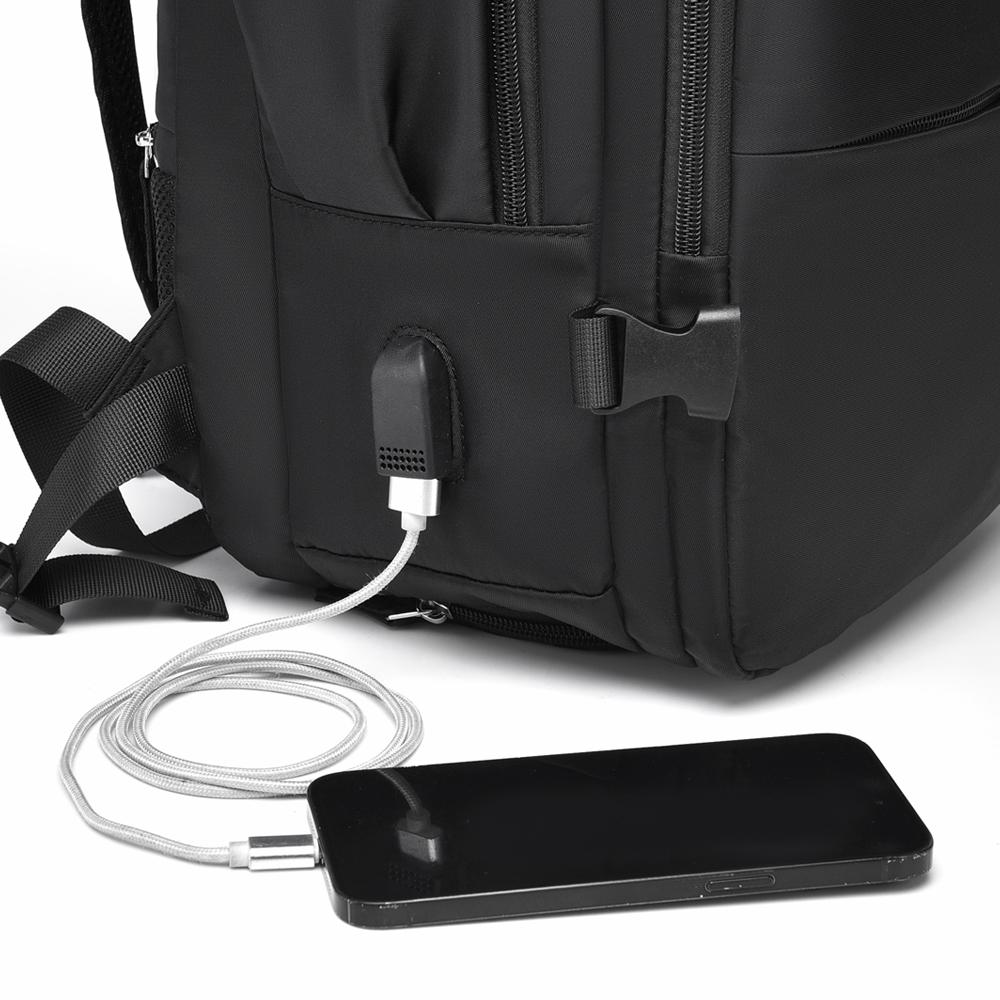 Дорожный рюкзак большой вместимости, Унисекс, Повседневный рюкзак с функцией зарядки USB, Ткань Оксфорд, Отдельное отделение для обуви