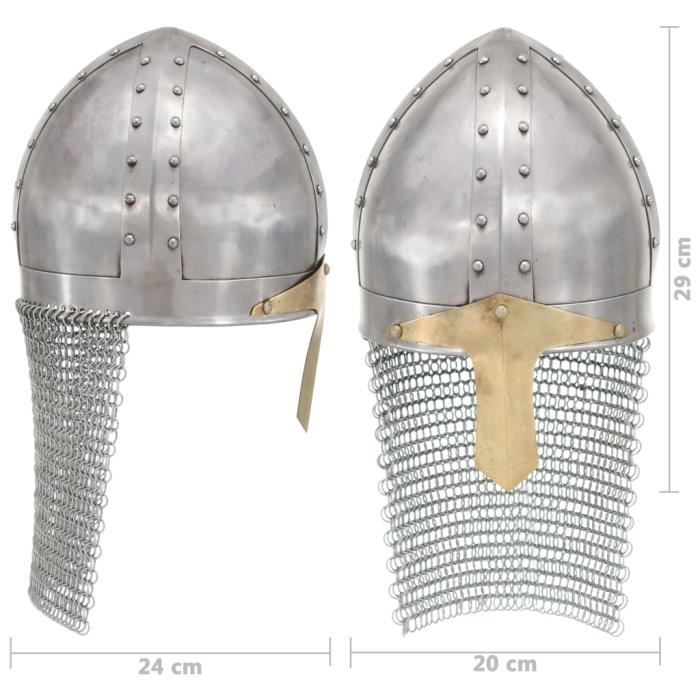 VidaXL Antique Crusader Knight Helmet for LARP Silver Steel
