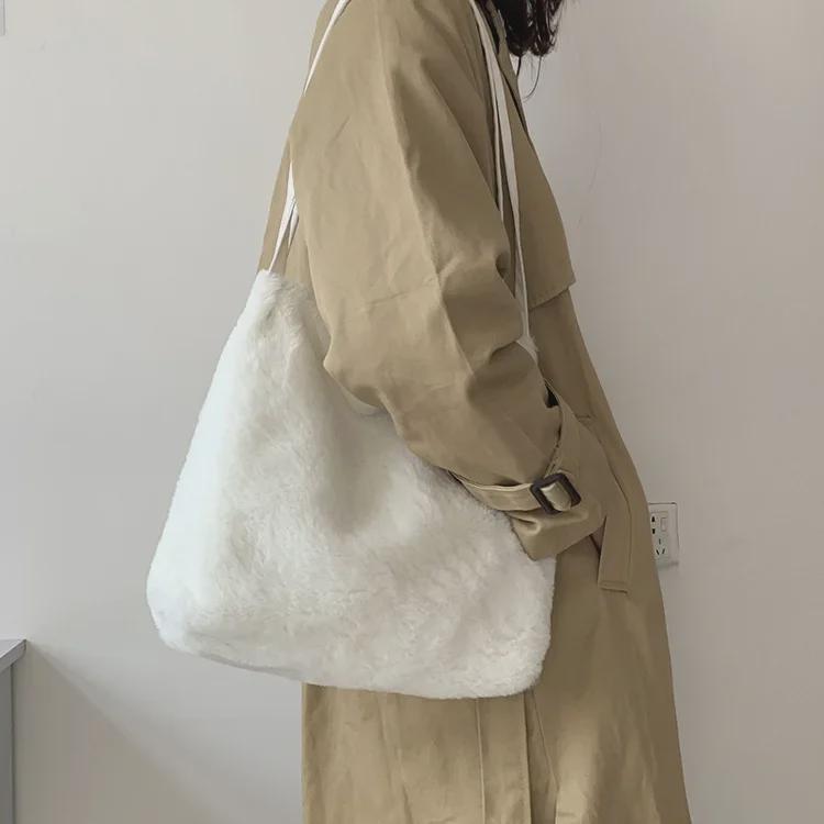 Милая плюшевая сумка 2021 года — осенне-зимняя сумка через плечо в японском и корейском стиле для женщин и девочек