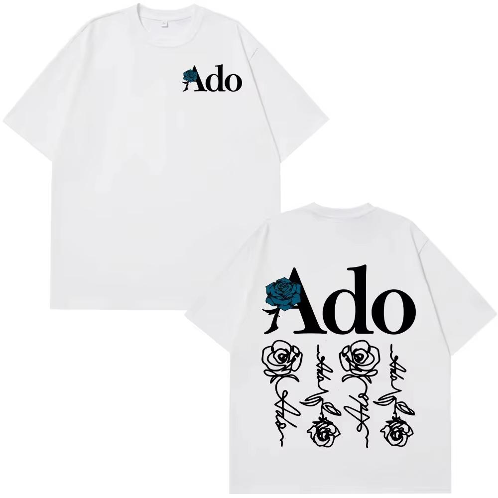 Ado Blue Rose World Tour Hibana Футболка Модная С коротким рукавом Эстетичная Модная Повседневная одежда Уличный стиль 2026 ВеснаЛето новый