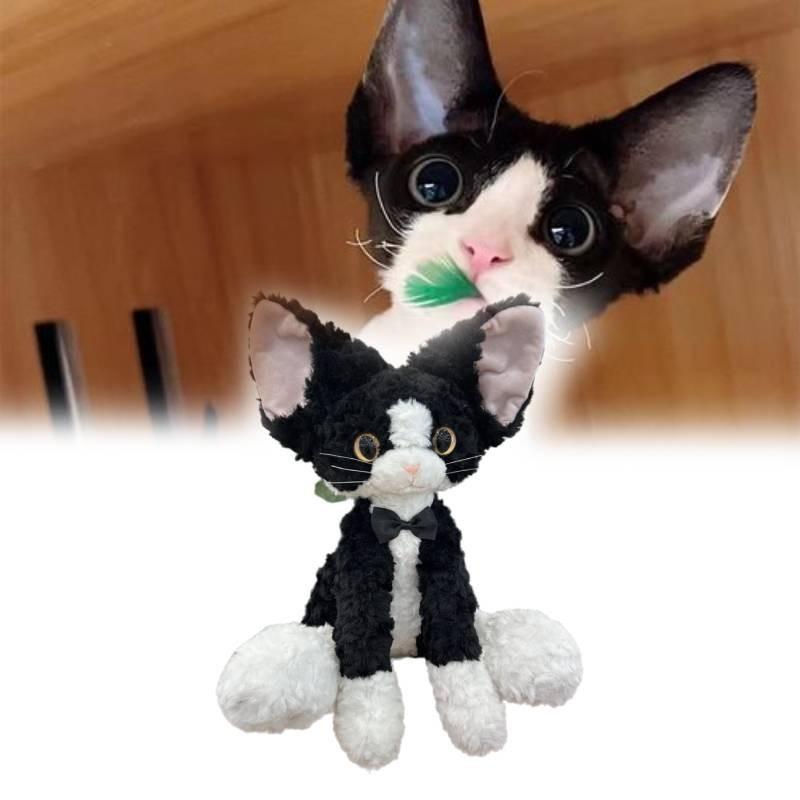 Devon Black Rex Cat Plush Toy Doll Pillows With Various Colored Eyes Girls Gift