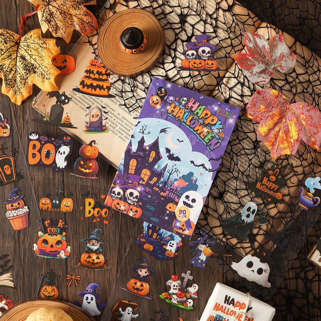 TIANZI 20/40 Sheets PET Stickers book Vintage Christmas Halloween Decorative handmade Scrapbooking Material Diary Craft Supplies