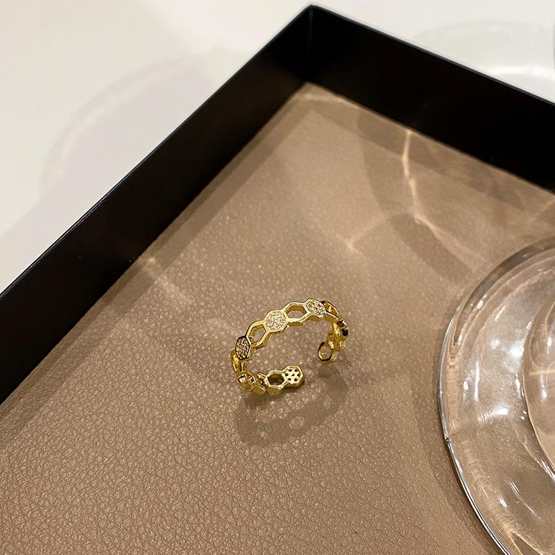 Кольцо в виде сот с полым бриллиантом, открытое кольцо, регулируемое, уникальное, легкое, роскошное, высокочувствительное кольцо