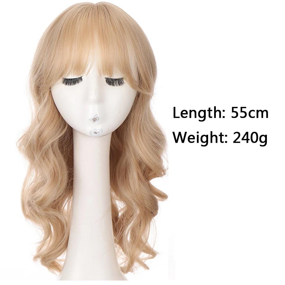 Длинный вьющийся синтетический парик с челкой по центру, темно-коричневый парик из натуральных вьющихся волос, женский парик для косплея, парик из термостойкого волокна