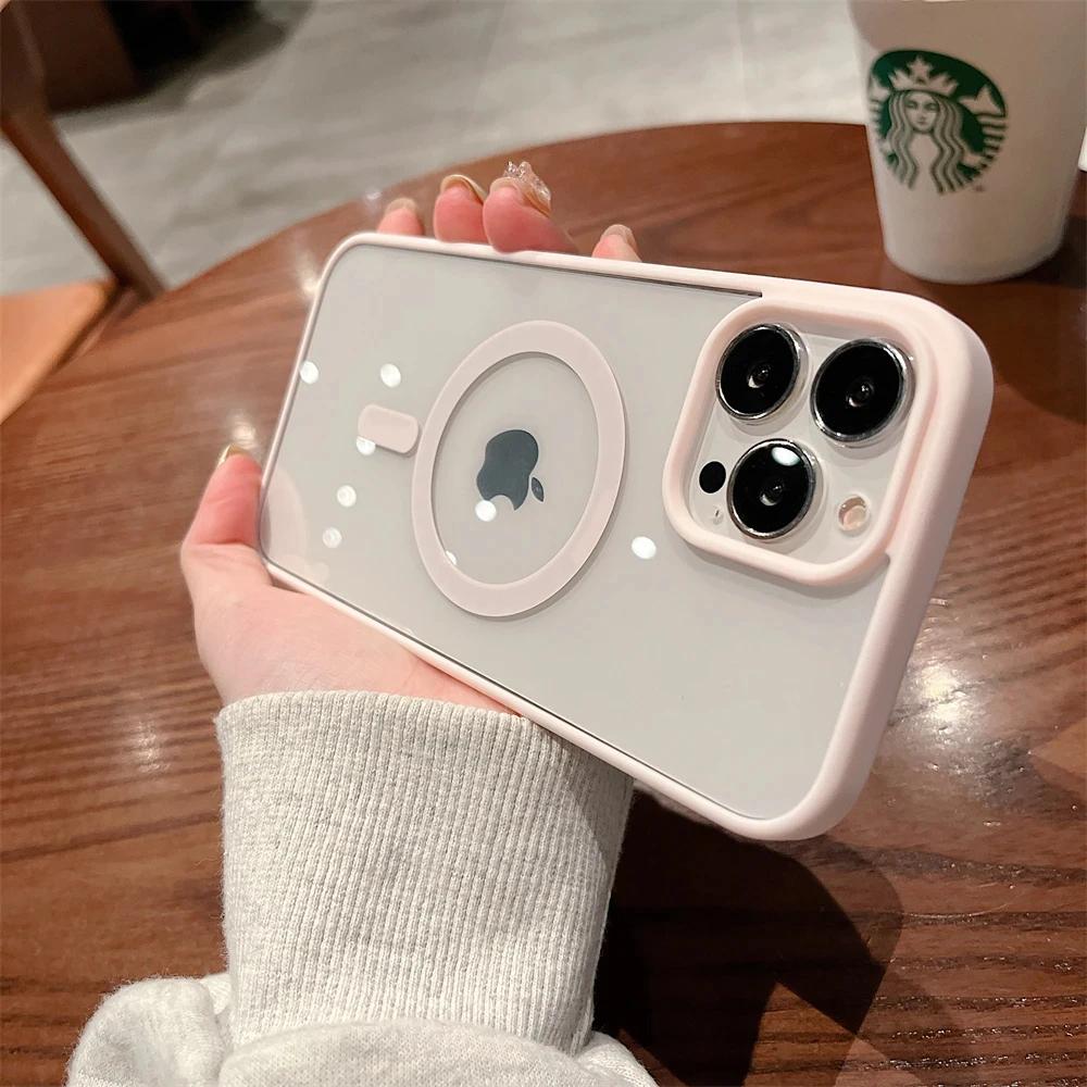 Роскошный прозрачный чехол для беспроводной зарядки MagSafe для iPhone 15 14 13 12 11 Pro Max 15 Plus Магнитный противоударный бампер Чехол