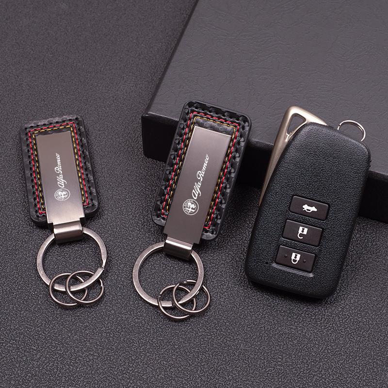 Car Stickers For Alfa Romeo Metal/Leather Car Logo Key Chain Boutique Keychain Keyring Pendant For Alfa Romeo 4C 159 166 Spider