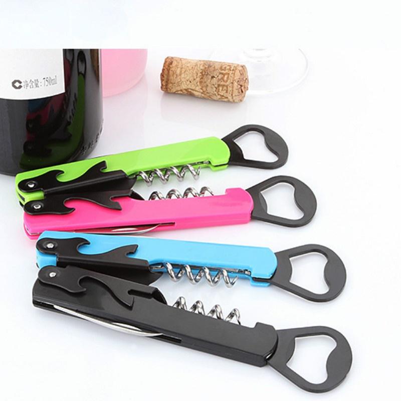 Многофункциональная открывалка для вина, открывалка для бутылок пива, штопор, металл из нержавеющей стали с пластиковой ручкой