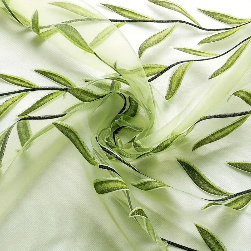 Тюлевая занавеска, оконные драпировки, марлевые прозрачные занавески, оформление окна, занавеска с листом ивы, гостиная