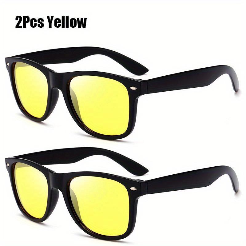 2 шт., автомобильные мужские модные солнцезащитные очки ночного видения, унисекс, уличный спортивный декор, солнцезащитные очки для водителя, желтые очки, очки
