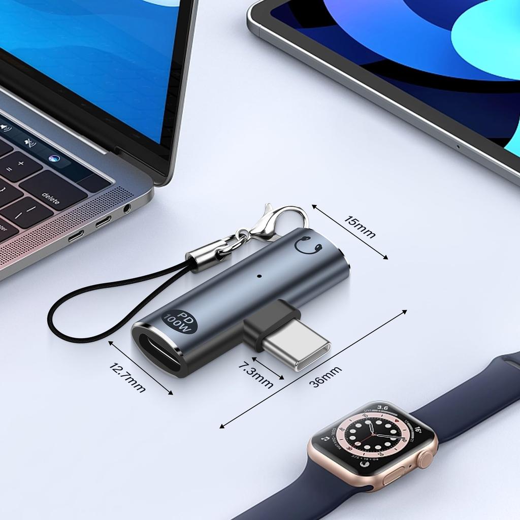 SinLoon USB C на Аудио Адаптер Type C на Aux Female Разъем для Наушников 100 Вт 2 в 1 PD Адаптер Питания ЦАП USB C Адаптер для Наушников для Устройств USB C Без