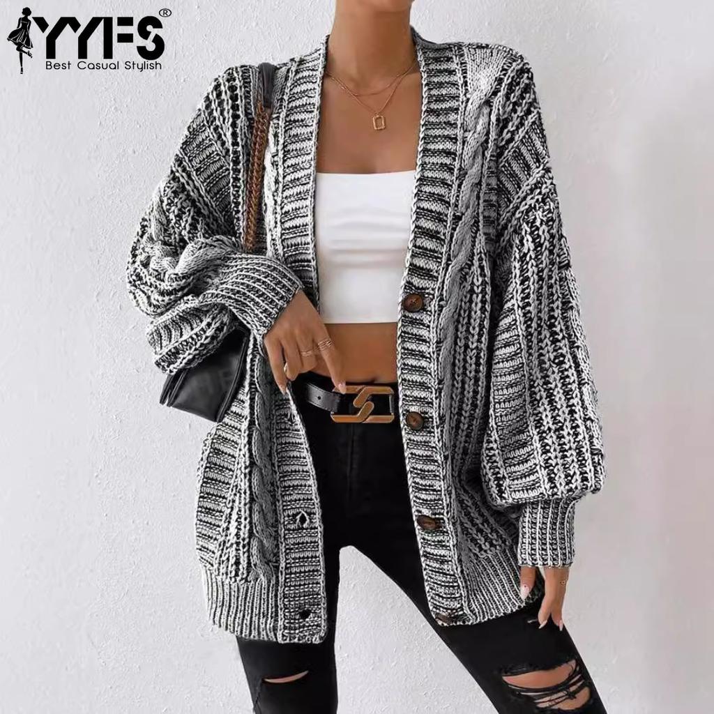 YYFS Женская мода повседневная осень-зима однотонные принты с длинным рукавом свитера