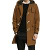FOMANSH Hooded Duffle Coat, Long Men's Wool-Blend Overcoat (Brown, L) [Outerwear/Coat]