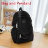 Simple Solid Color Student Lightweight Backpack With Plush Pendant For School