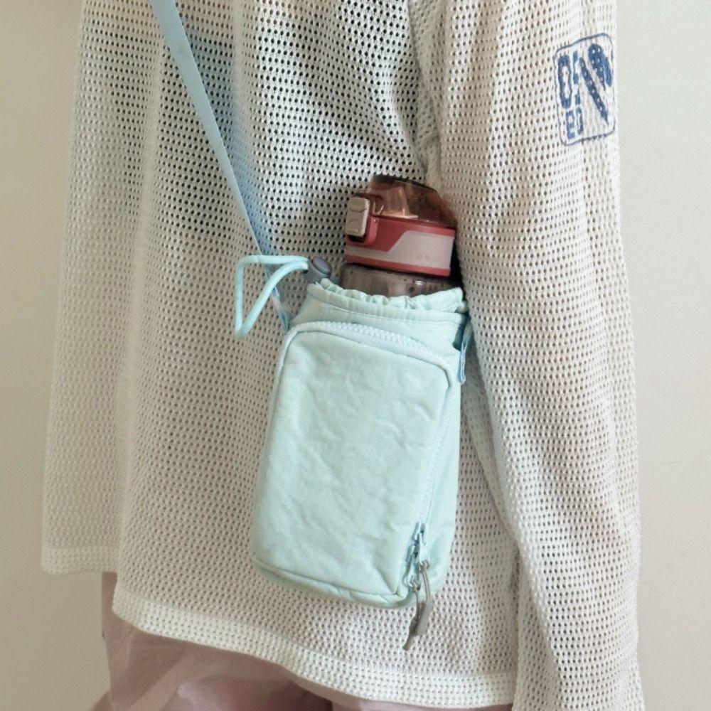 Water Bottle Holde Drawstring Bag Korean Style Water Cup Bag Nylon Shoulder Bag  Outdoor