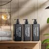 500ML/16.9Oz Square Bathroom Soap Bottle Set with Label Sticker Shower Gel Household Shampoo Dispenser Liquid Container
