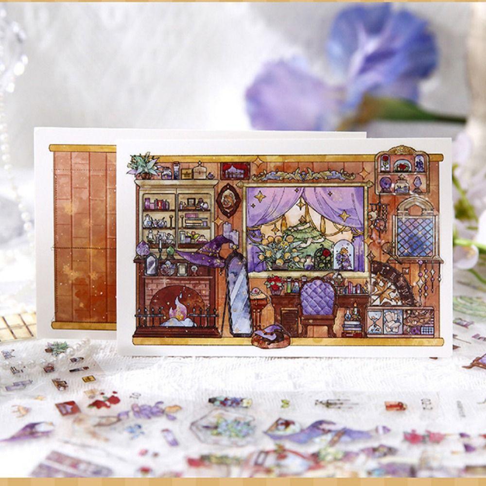Multicolor Scene Sticker Postcard DIY Scene Sticker Set Landscape Making Decal Scrapbooking