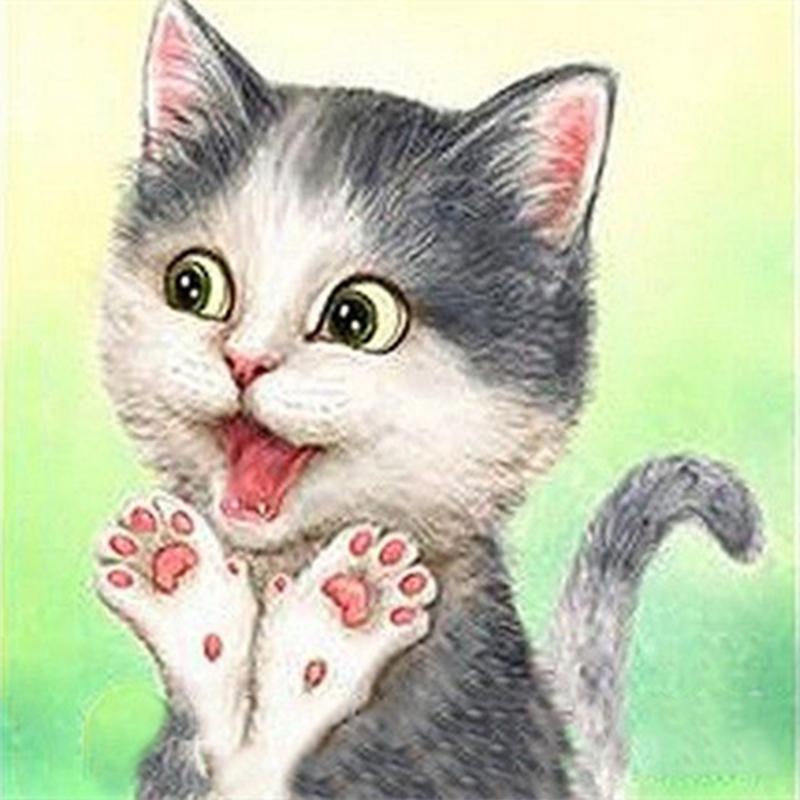 Полная дрель круглая/квадратная алмазная живопись кошка 5D DIY Алмазная вышивка животное мозаика вышивка крестиком настенное искусство подарок ручной работы