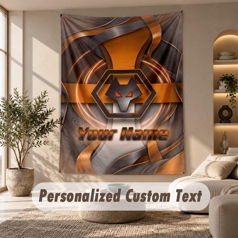 Tapestry Custom Name Text, Wall Hanging Tapestry Home Room DecorWolverhampton Wanderers Football