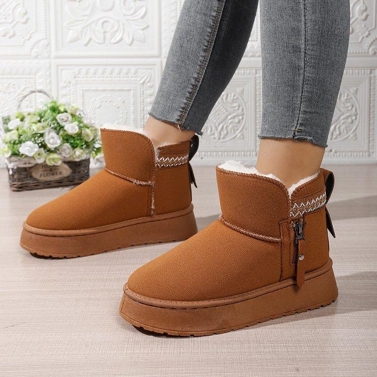 thick-soled snow boots women's autumn and winter new thick-soled velvet fashionable and comfortable warm side zipper boots