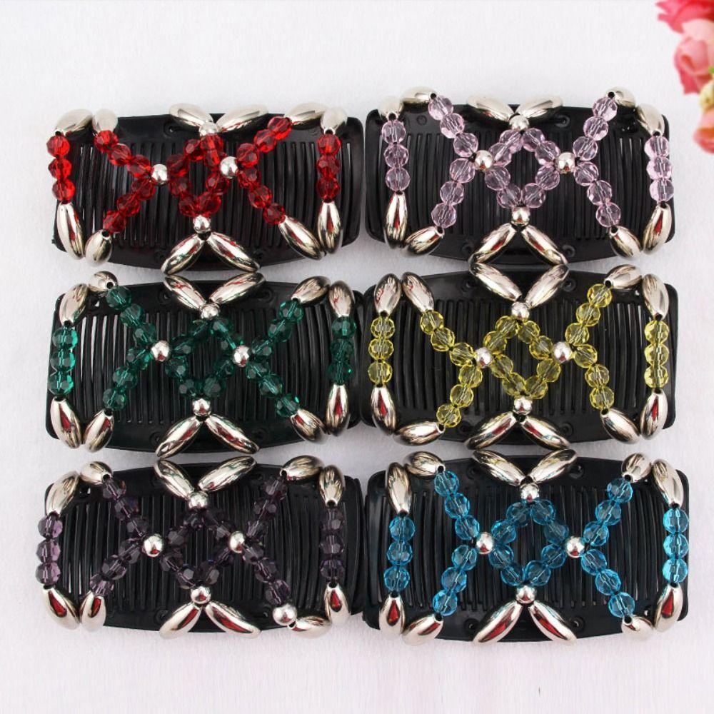 Заколка Ручная Работа Держатель для Хвоста Двойная Расческа Заколка для Волос с Бусинами Магическая Расческа для Волос Зажимы для Волос с Бусинами