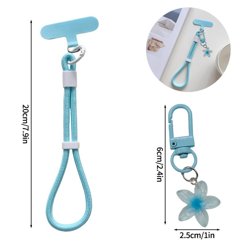 Cell Phone Lanyard Keychain on The Phone Macaron Color Beads Pendant Mobile Phone Rope Flowers Keychains Accessorie