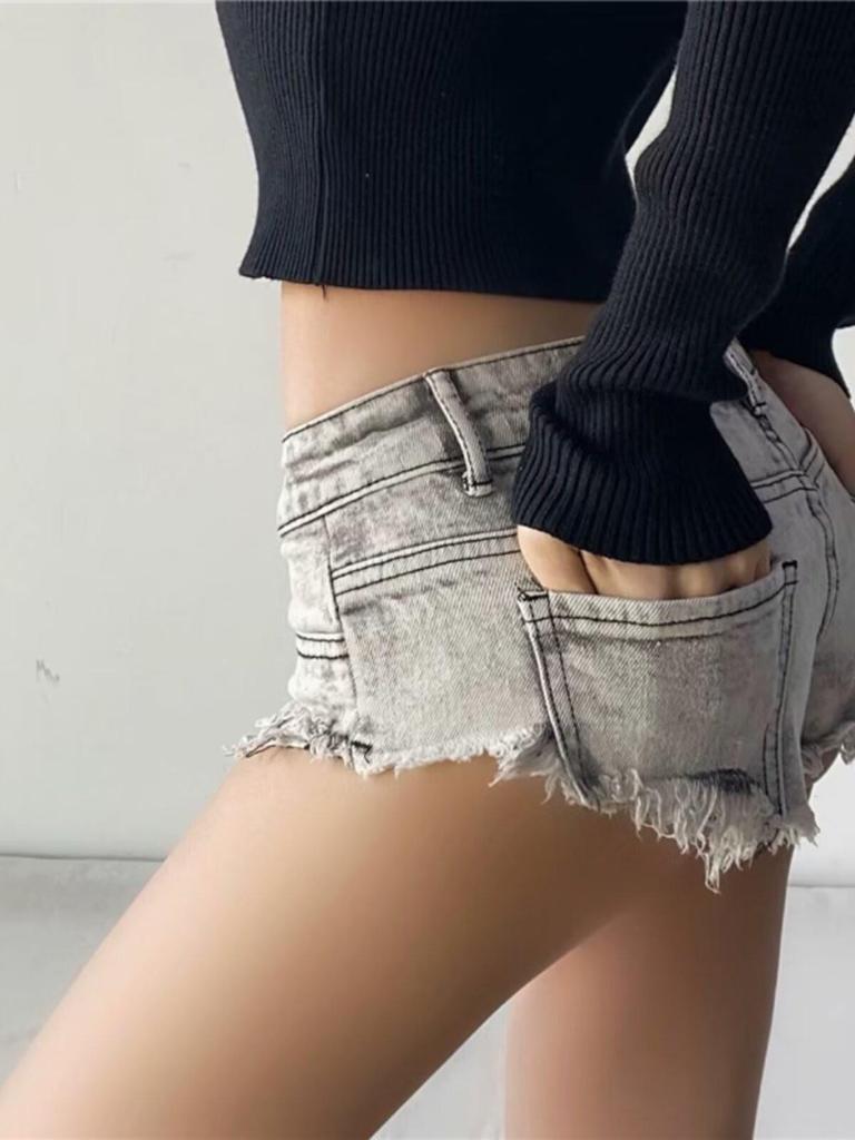 Европейский стиль, джинсовые шорты-hotpants с низкой талией и потертостями - Сексуальные, открывающие ягодицы шорты для женщин