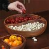 Wood Divided Serving Tray Appetizer Platter Snacks Tray with Dining Grid Round Serving Dishes Nut Holder Platters