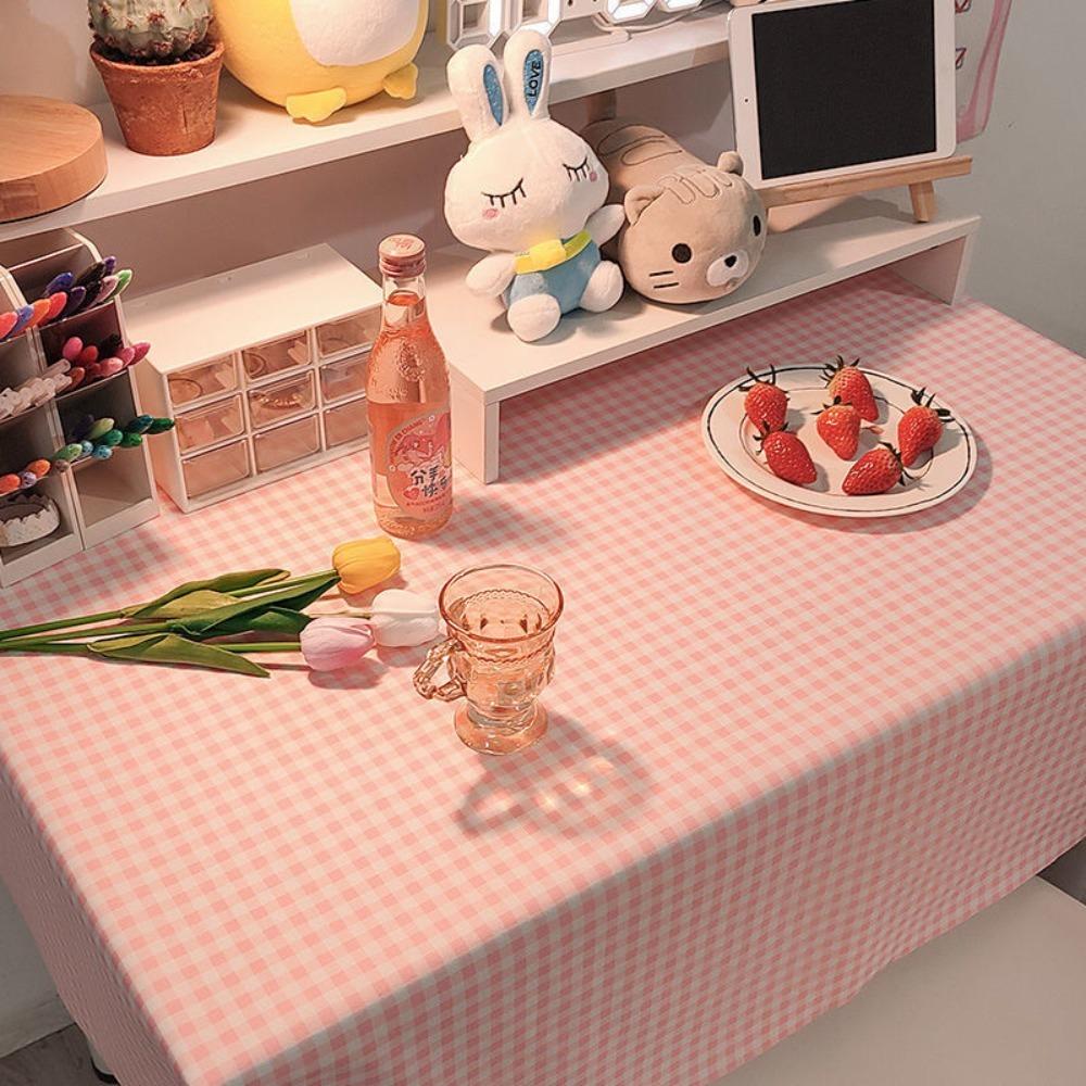 Ins Korean Plaid Tablecloth Strawberry Background Cloth Modern Desk Table Cloth