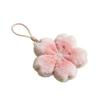 Cute Cherry Blossom Fluffy Plush Keychain, Soft Faux Fur Flower Bag Charm, Portable Key Pendant for Gift, Car Key Decor
