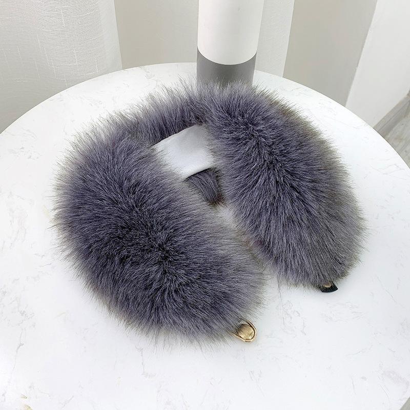 Winter Plush Thickened Warm Imitation Fox Hair Snap Button Scarf Versatile Women's Imitation Fur Scarf